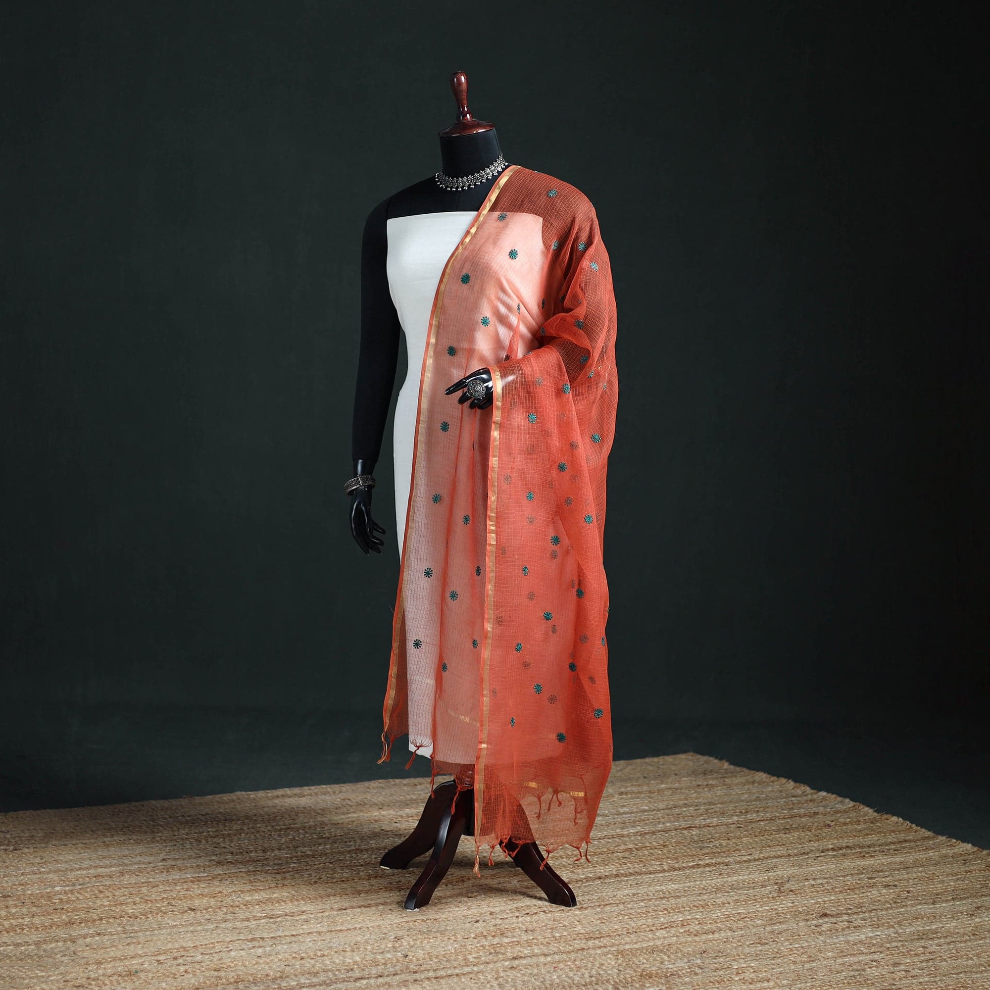 Ink Blue Kalamkari Dupatta