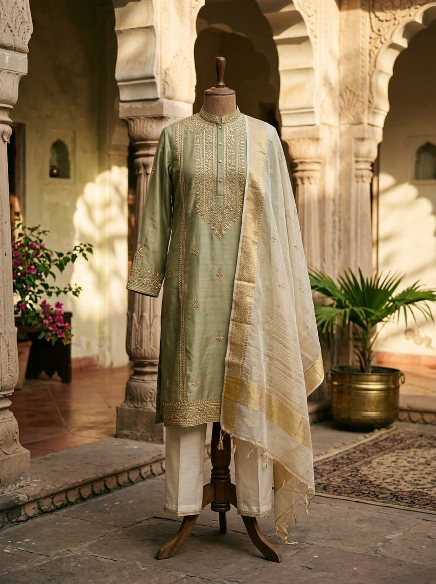 Chanderi Silk Kurta Set