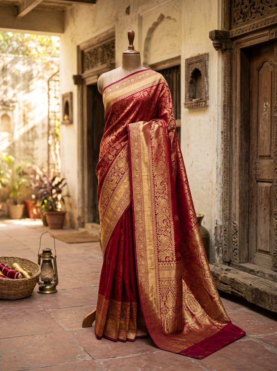 Red Earth Kalamkari Saree