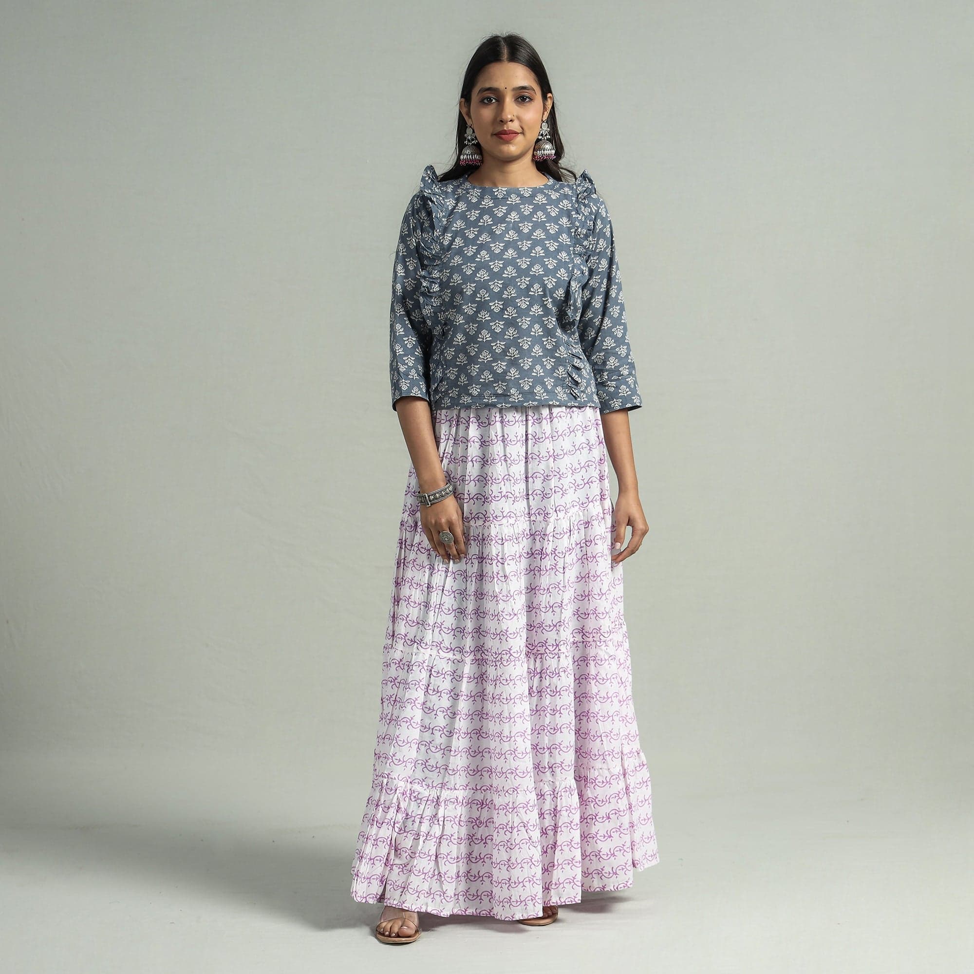 Charcoal Bagru Skirt