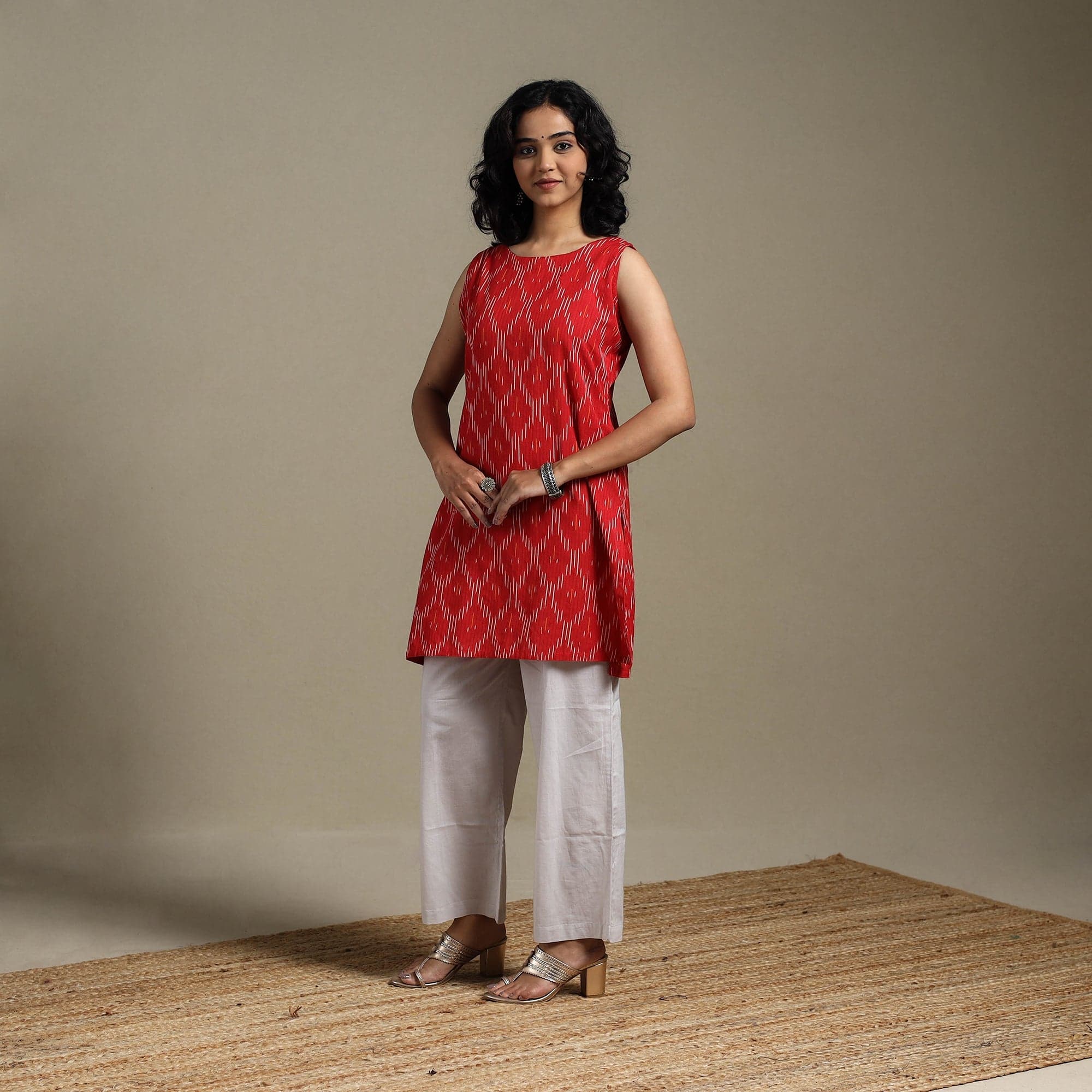 Rust Ikat Pochampally Top