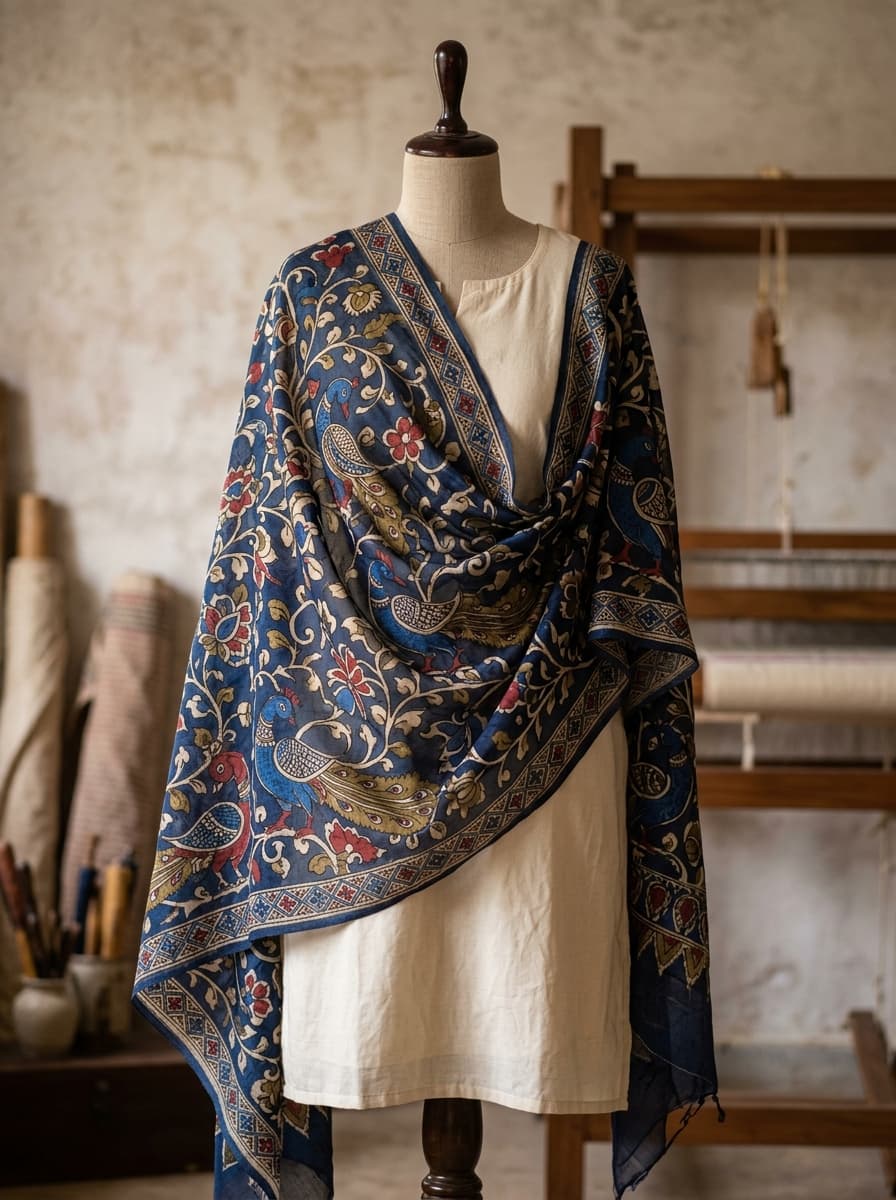 Ivory Kalamkari Quilted Jacket - Image 2
